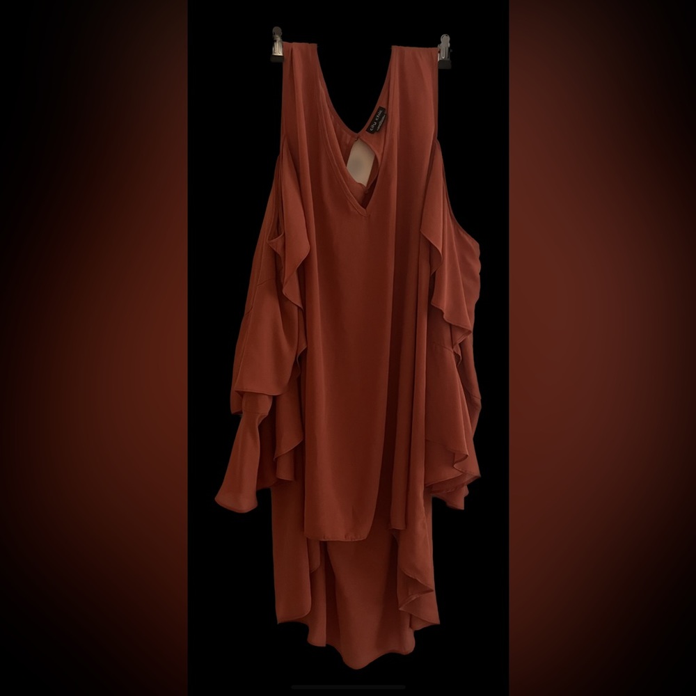 City Chic High-Low Cold Shoulder Chiffon Tunic Plus Size 22 - Picture 4 of 5